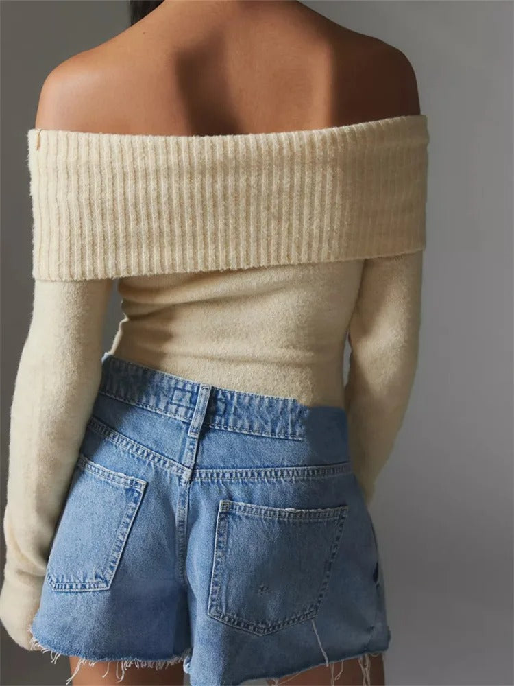 Solid Off Shoulder Sweater