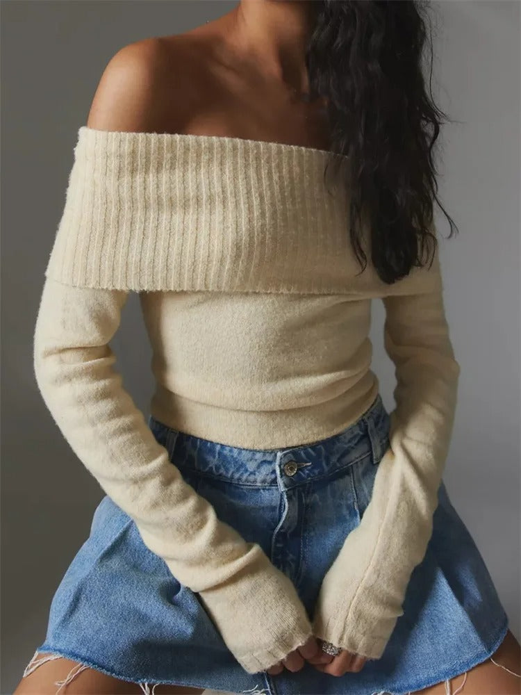 Solid Off Shoulder Sweater