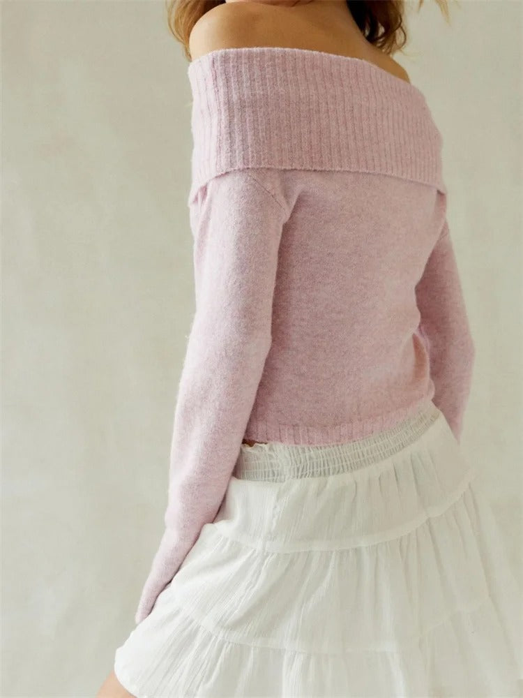 Solid Off Shoulder Sweater